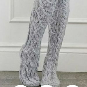 Grey knit long socks